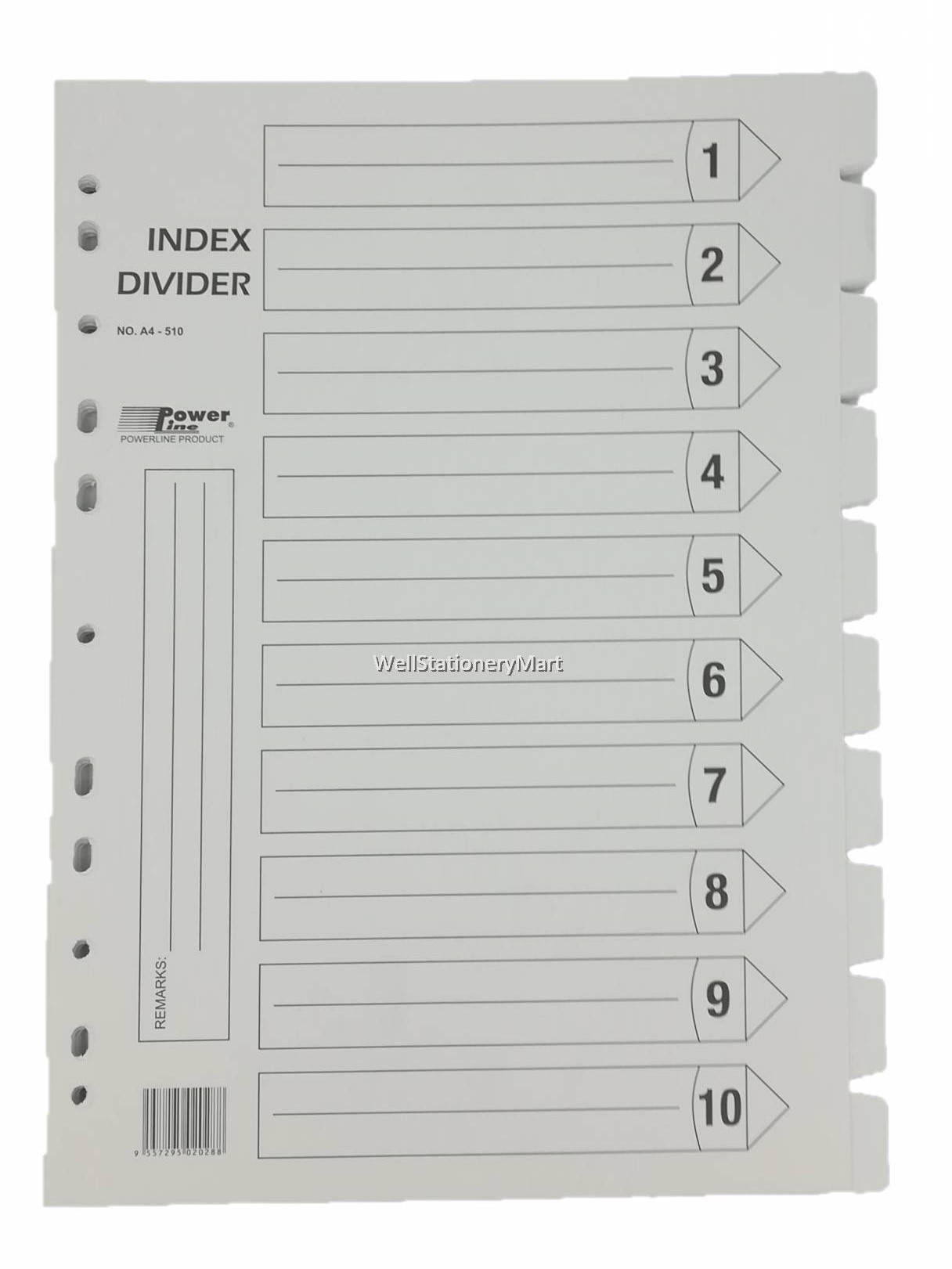 10 Index Divider A4 White